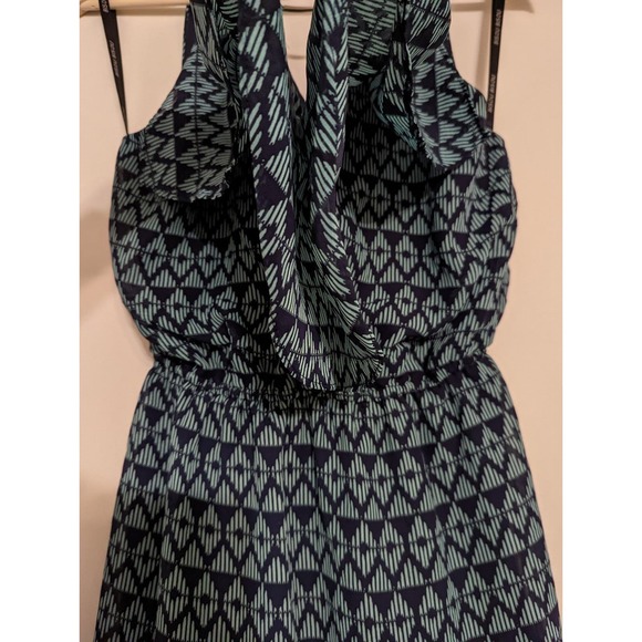 Bisou bisou navy blue and teal flowy ruffle dress midi womens juniors size 4 - Picture 2 of 6